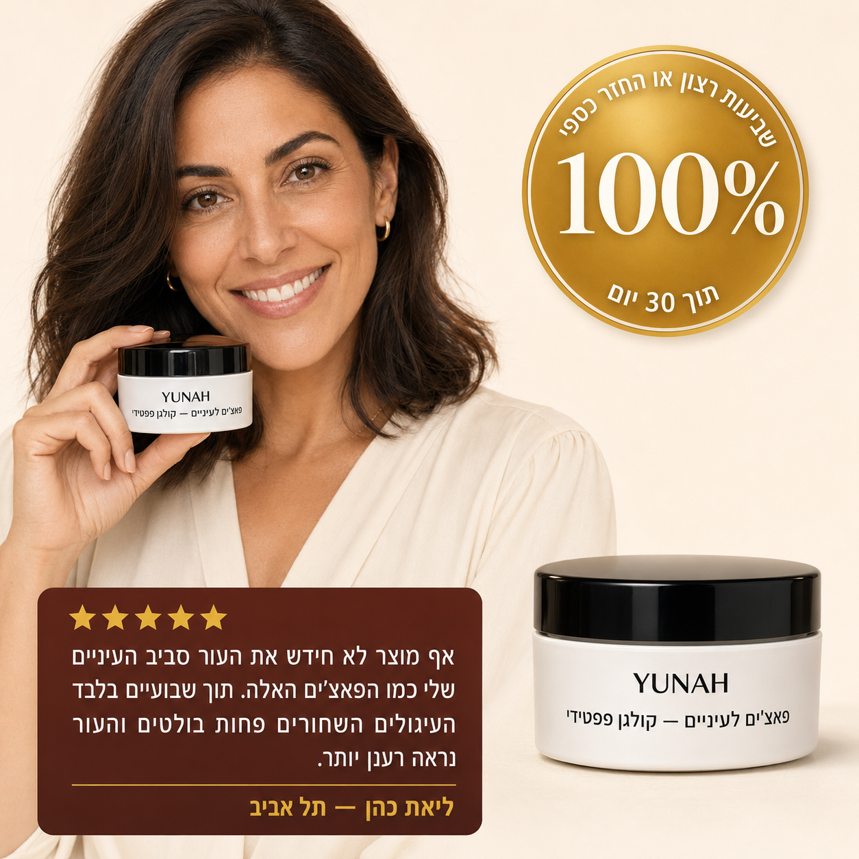Yunah™ — פאצ'ים לעיניים קולגן פפטידי | לעיניים רעננות ללא נפיחות